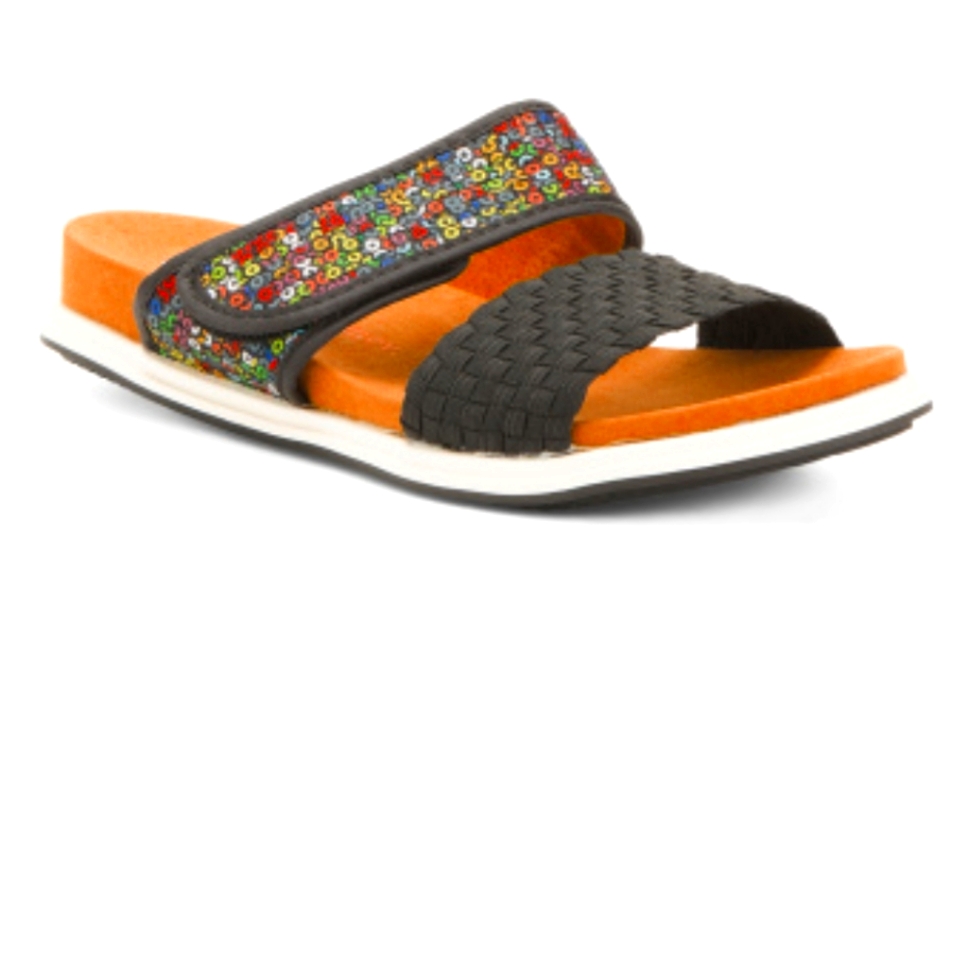 Bernie Mev Apollo Comfort Sandals Black Splash Multi Brand New